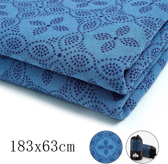 Yoga Mat Handdoek - Pilates Handdoek - Hot Yoga - Anti-slip Microvezel - 183x63cm - Blauw — afbeelding 5