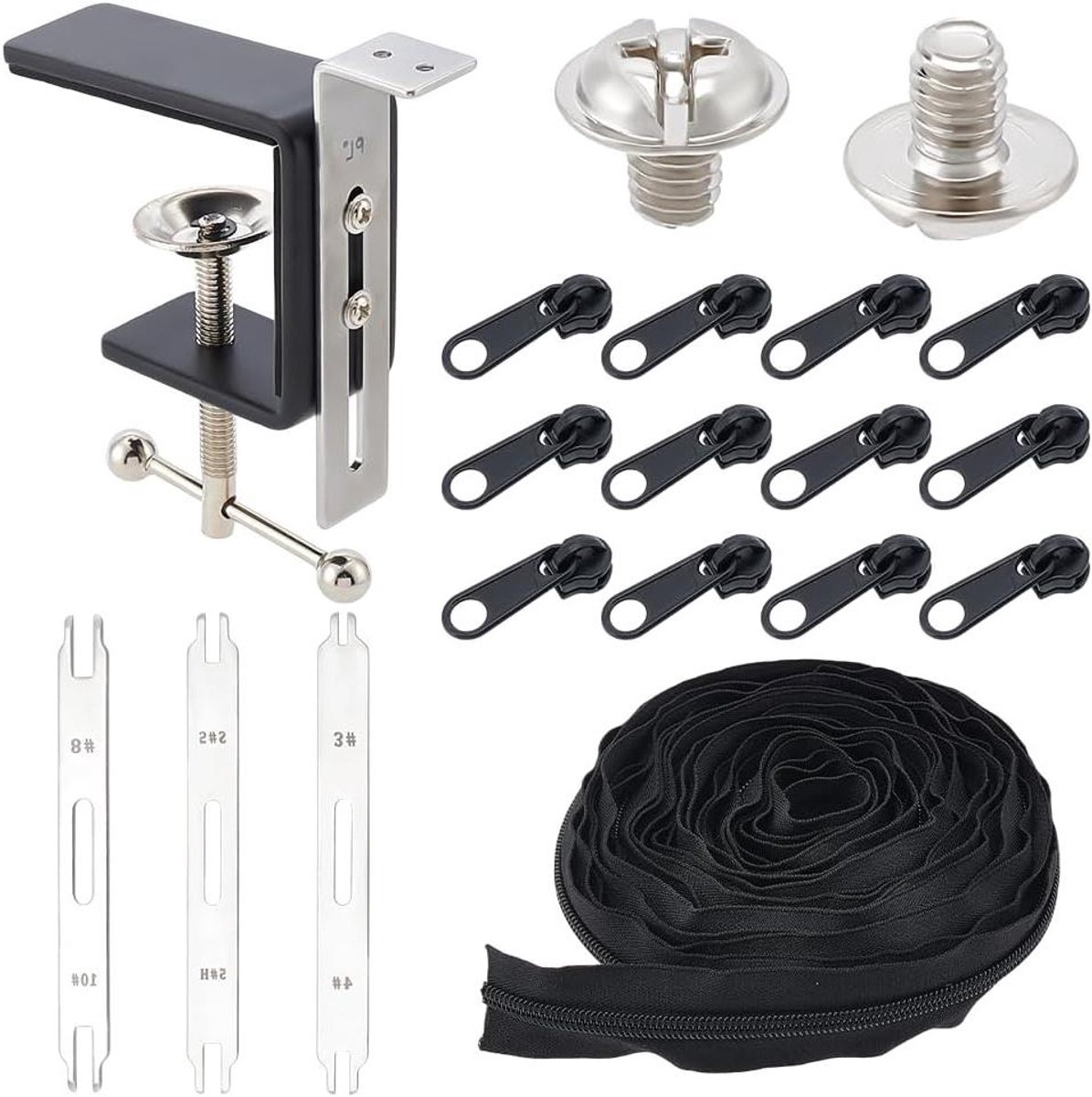 Rits Jig - Rits Installatie Tool - Kleding Maken - Verstelbare Maten - 3-10mm - Zwart