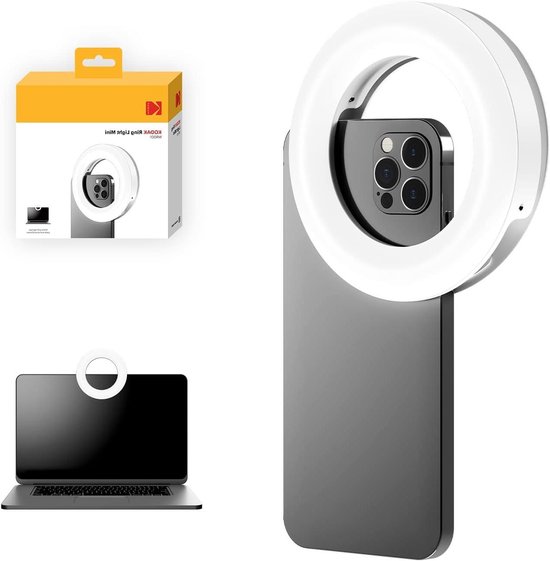 LED Ring Light Mini - Selfie Lamp - Video Conferencing - USB-C Oplaadbaar - 4 Inch - Wit