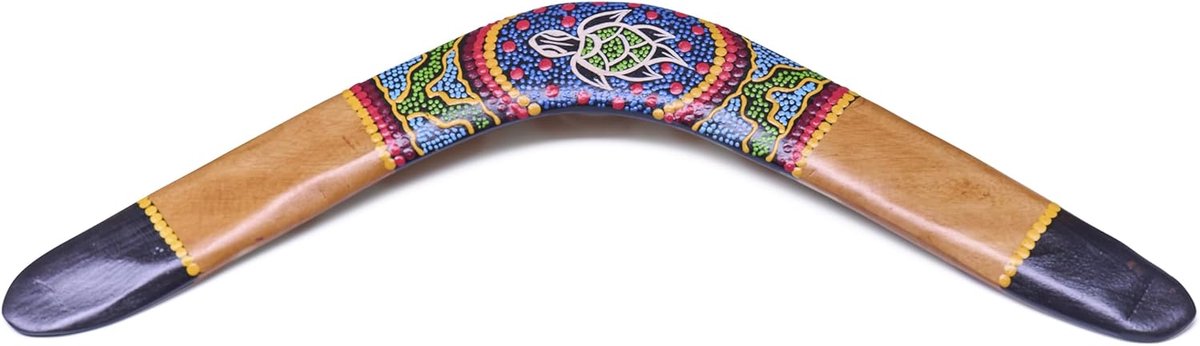 Houten Boemerang - Vliegend Speelgoed - Recreatief Werpen - Traditioneel Schildpadmotief - 45 cm Lengte