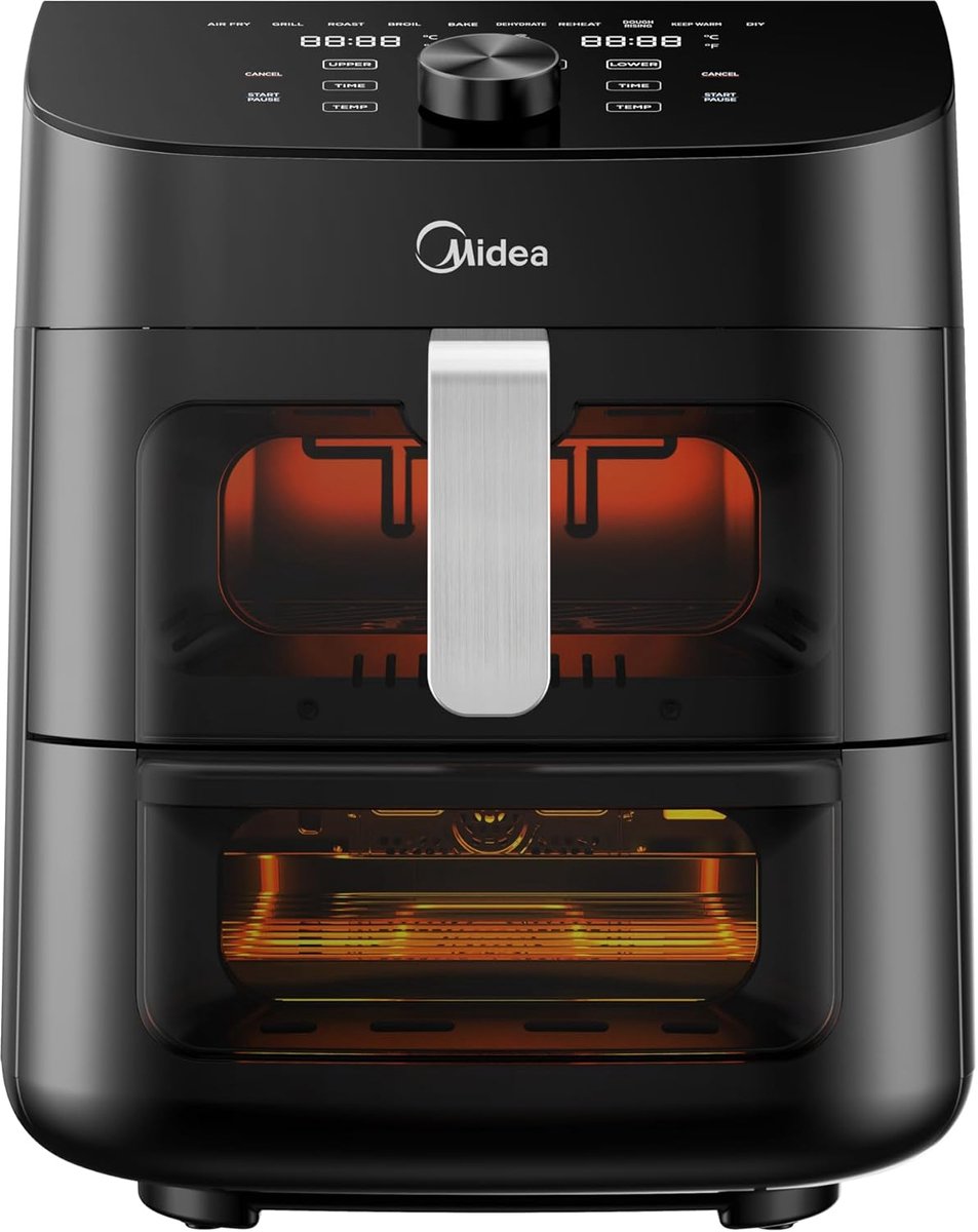 Heteluchtfriteuse - Oven Friteuse - Gezond Frituren - Groot Venster - 11 Liter 2200W - Zwart