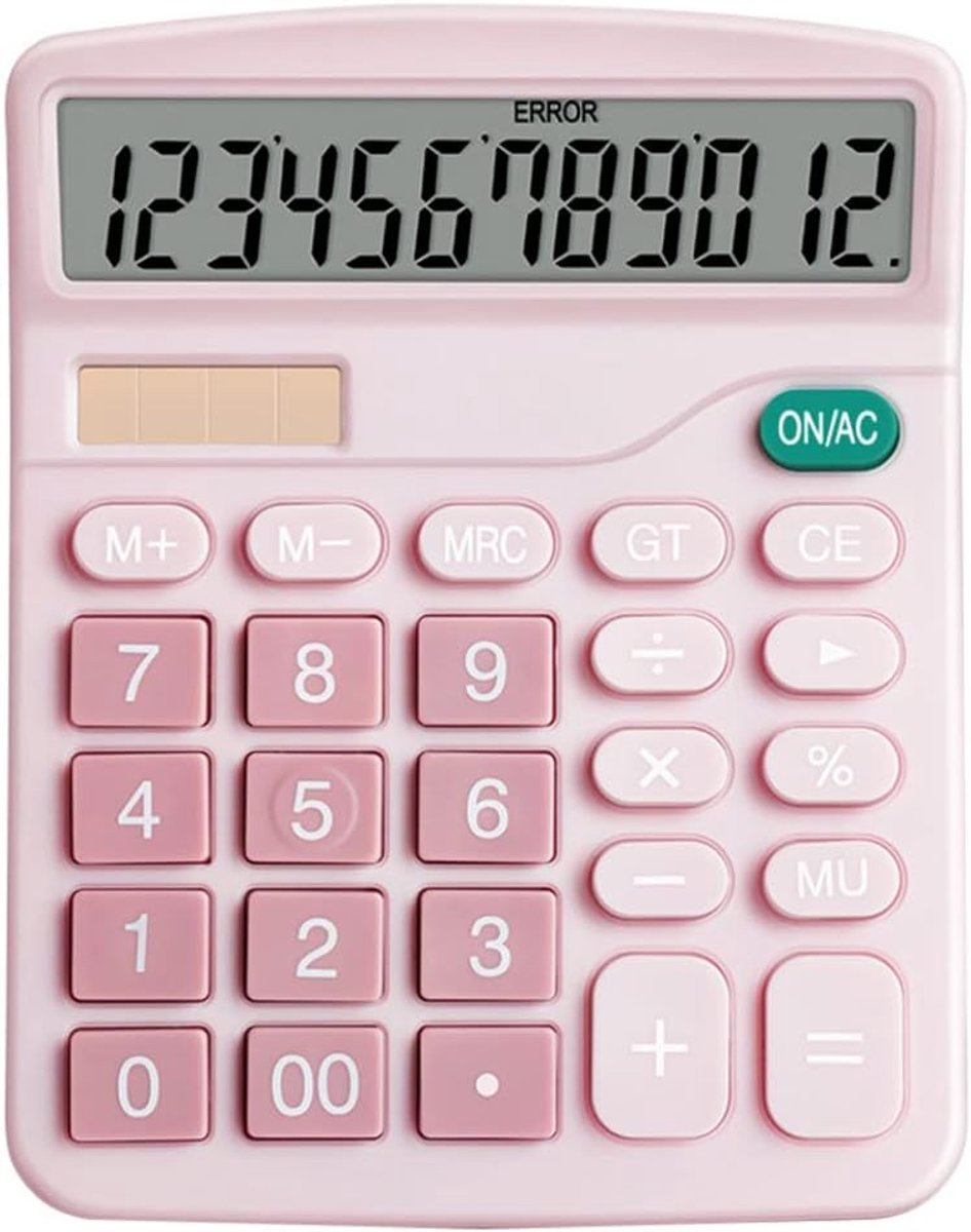Desktop Rekenmachine - Grote Knop - Dagelijks Kantoor - Dubbele Voeding - 12 Cijfer LCD