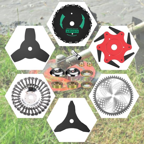 Grasmaaier Onderdelen - Strimmer Accessoires - Gazon Onderhoud - 9 Delige Set - Metaal - Goud Zilver van Merkloos	 — afbeelding 2