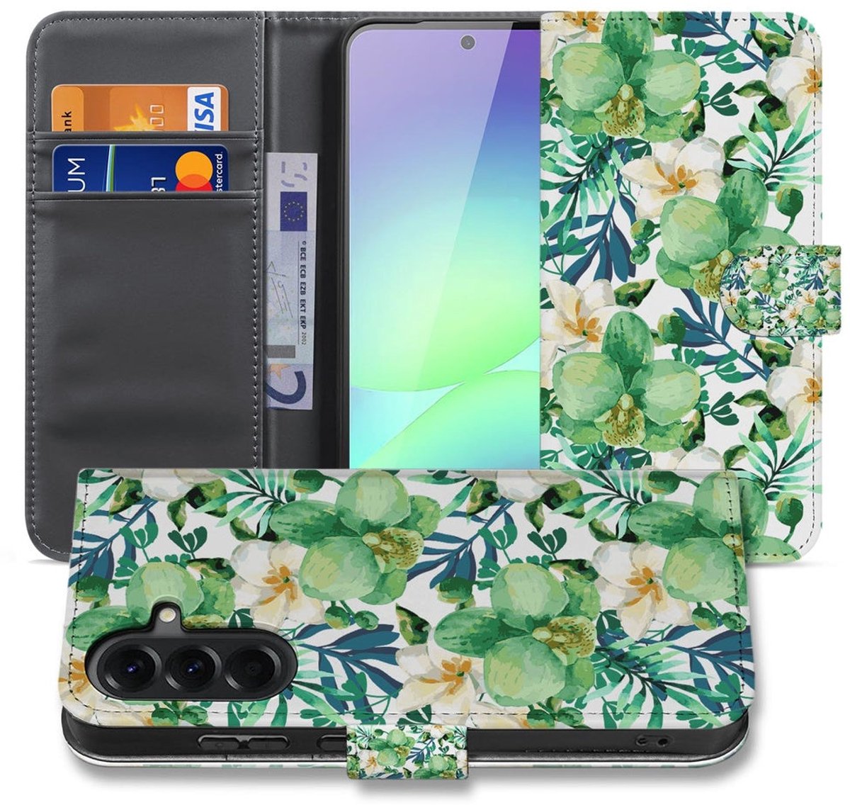 Samsung Galaxy A37 Book Case Orchidee Groen met Magnetische sluiting