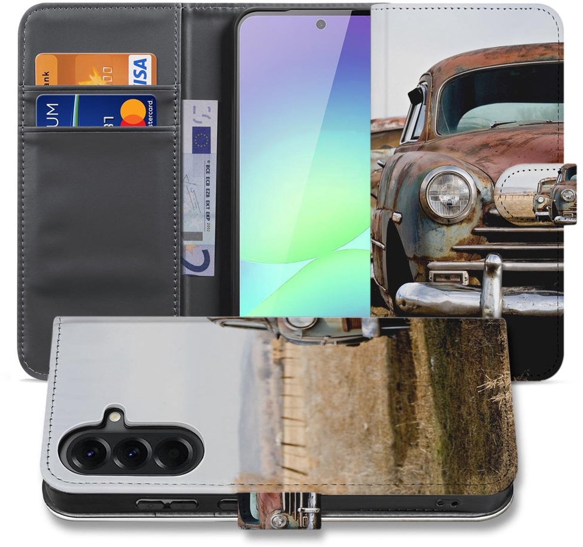Bookcase Hoesje Samsung Galaxy A37 Vintage Auto met Pasjeshouder
