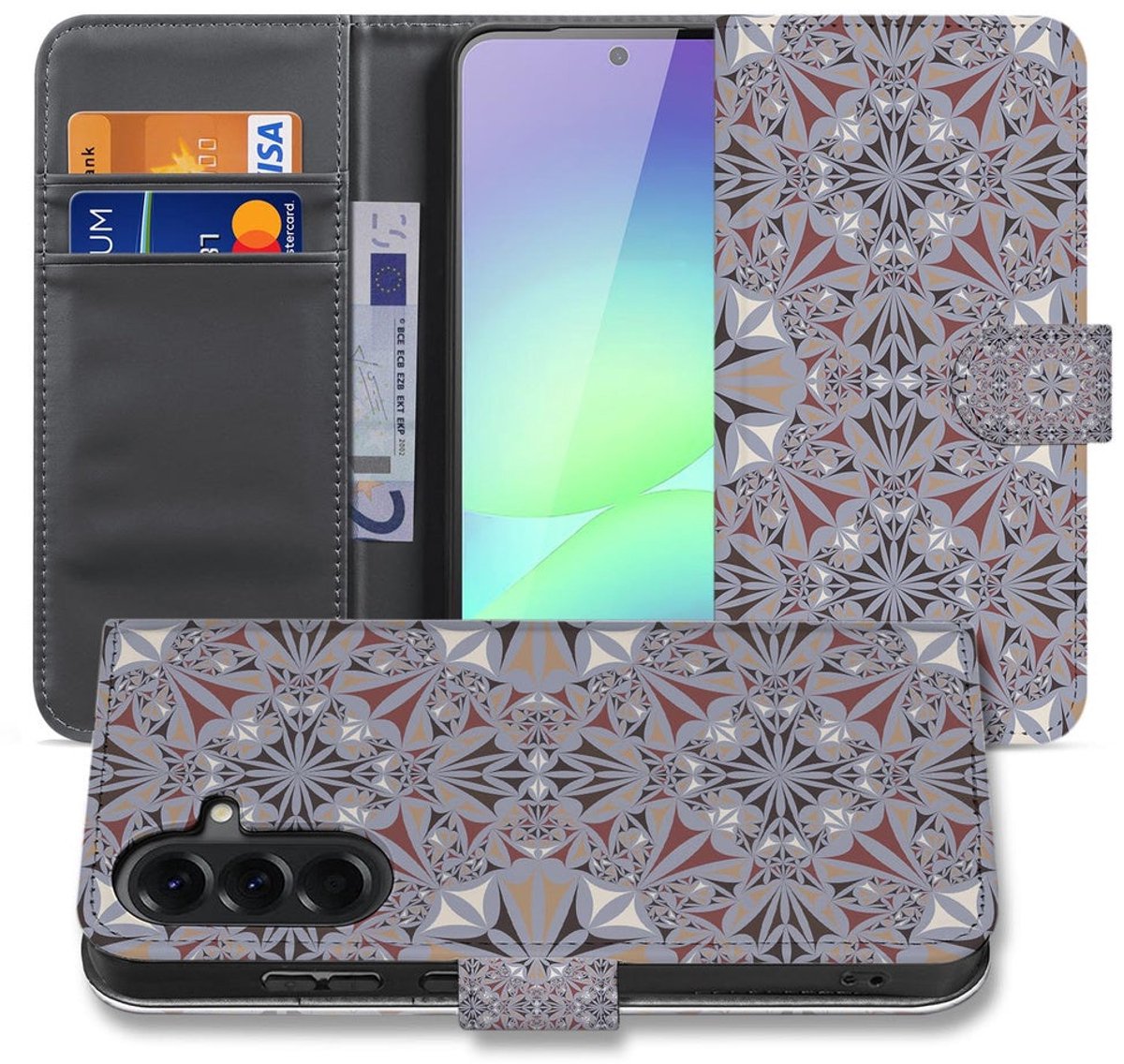 Book Case Samsung Galaxy A37 Bloemenpatroon met Magnetische sluiting