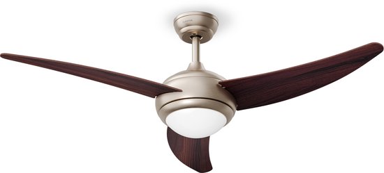 Klarstein El Paso plafondventilator 132 cm walnoot met lamp, afstandsbediening, 6 snelheden, stil, omkeerbaar, 25 m²