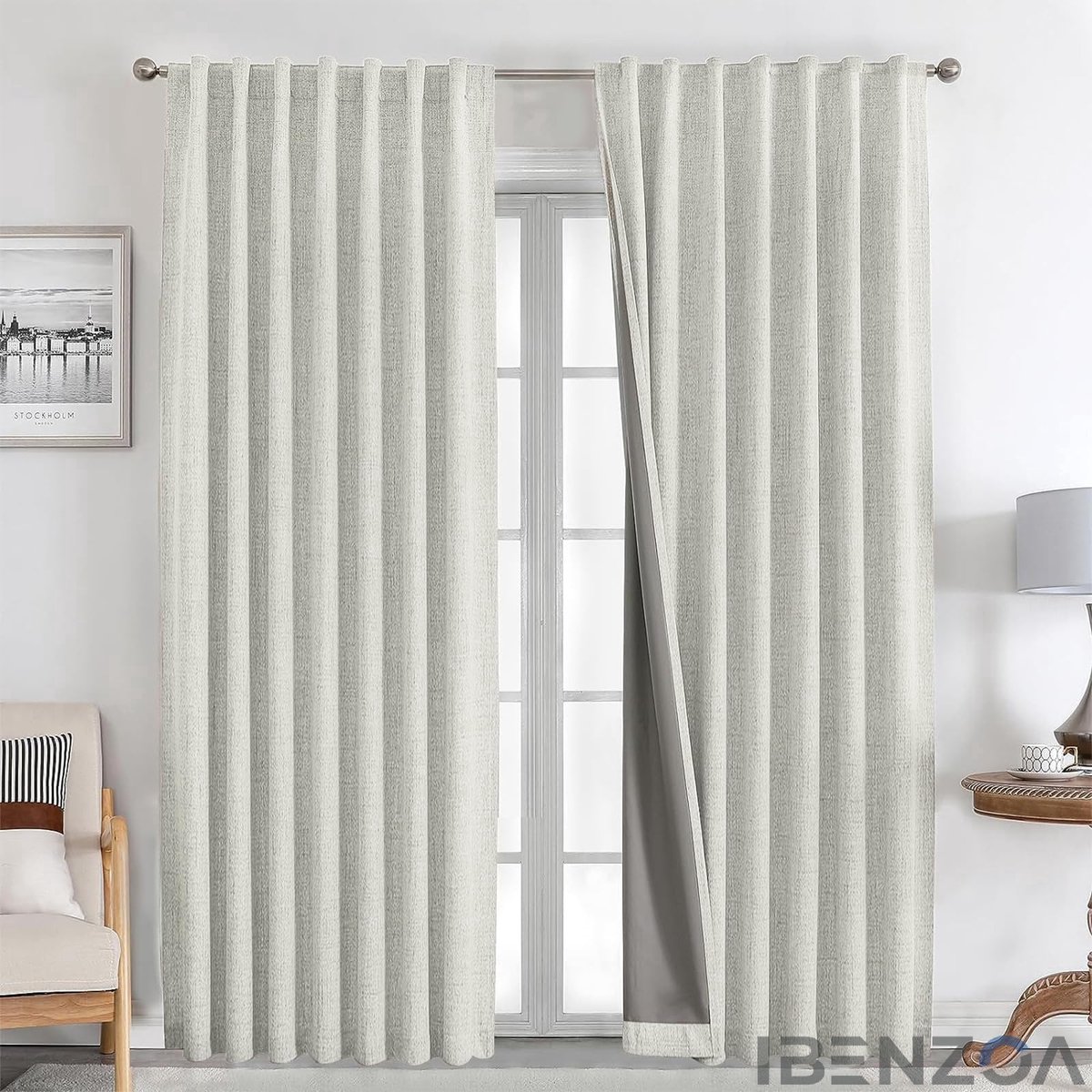 Ibenzoa Verduisteringsgordijnen - 100% Ondoorzichtig - Thermisch - Linnenlook