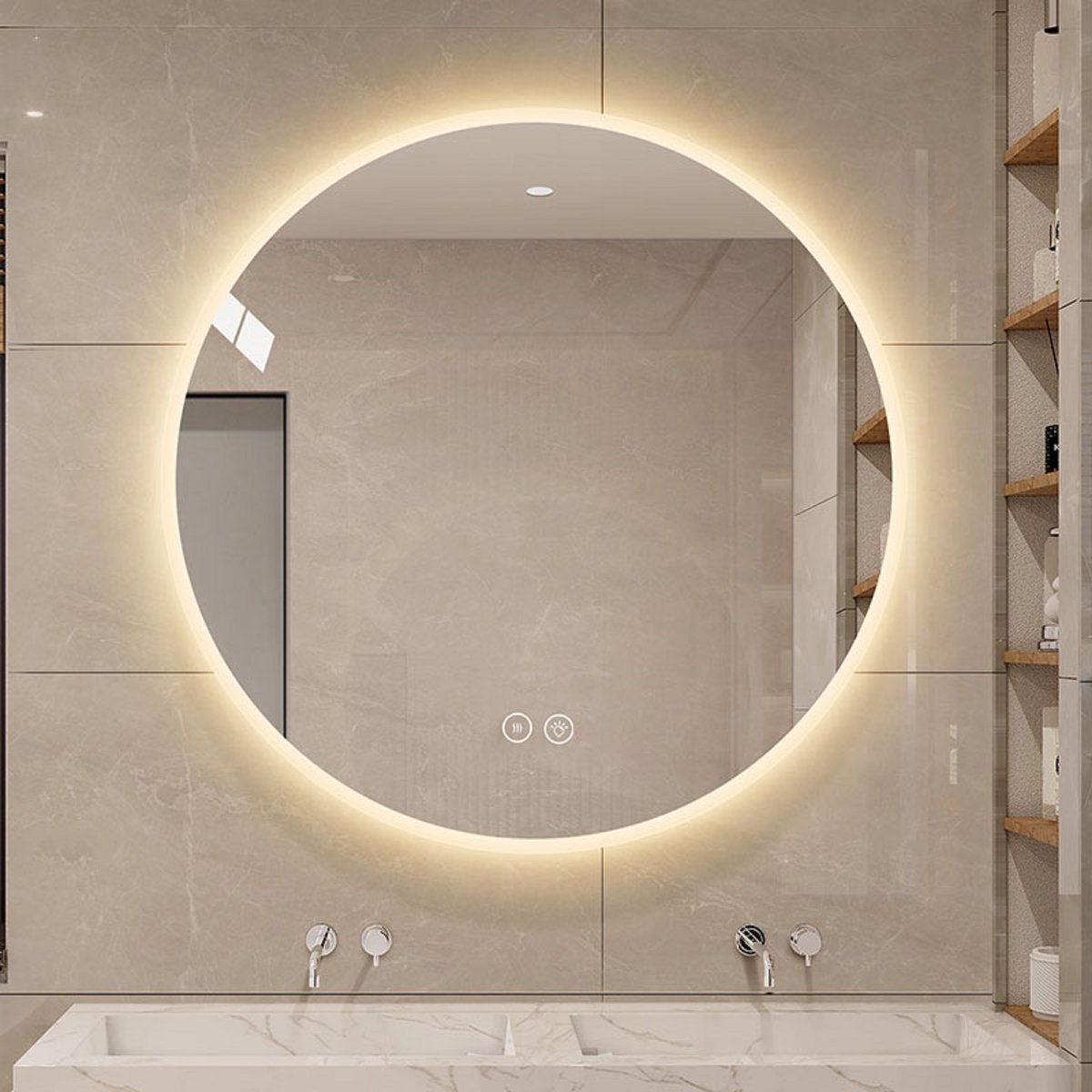 HAUSS SPOLE Badkamerspiegel – Ledverlichting – 80 cm – Glas En Metaal – Zilver – Anticonde
