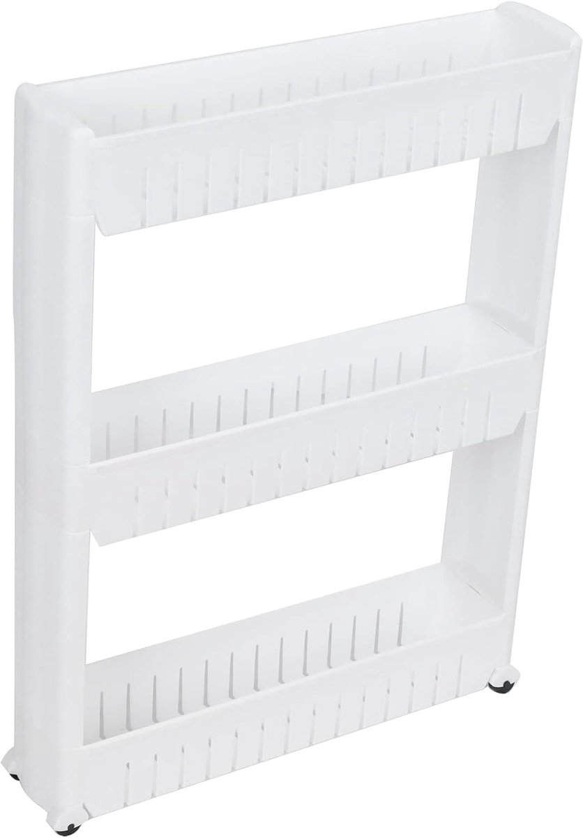 Slanke Opbergkar - Smalle Organizer - Ruimte Optimaliseren - Gladde Mobiliteit - 3 Tier - Wit