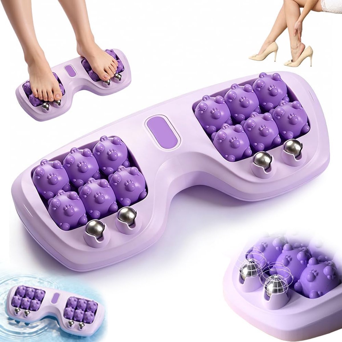 Voetmassagerol - Voetreflexologie tool - Pijnverlichting voeten - Drievoudige massagemodi - 29 x 15 x 5 cm - Paars