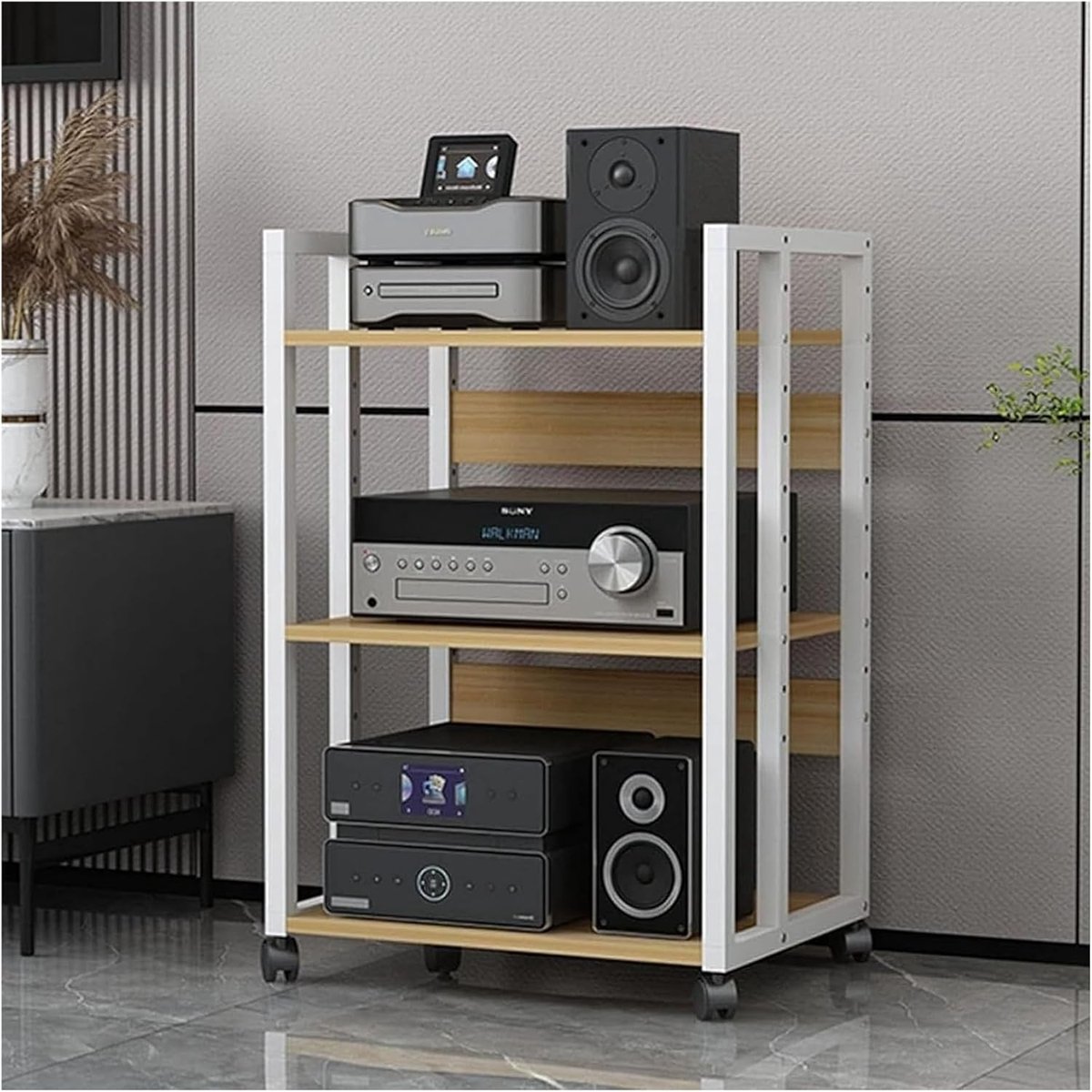Audio Video Meubel - Stereo Kast - Opbergen Media - Waterproof Anti-kras - 50x40x79cm - Zwart