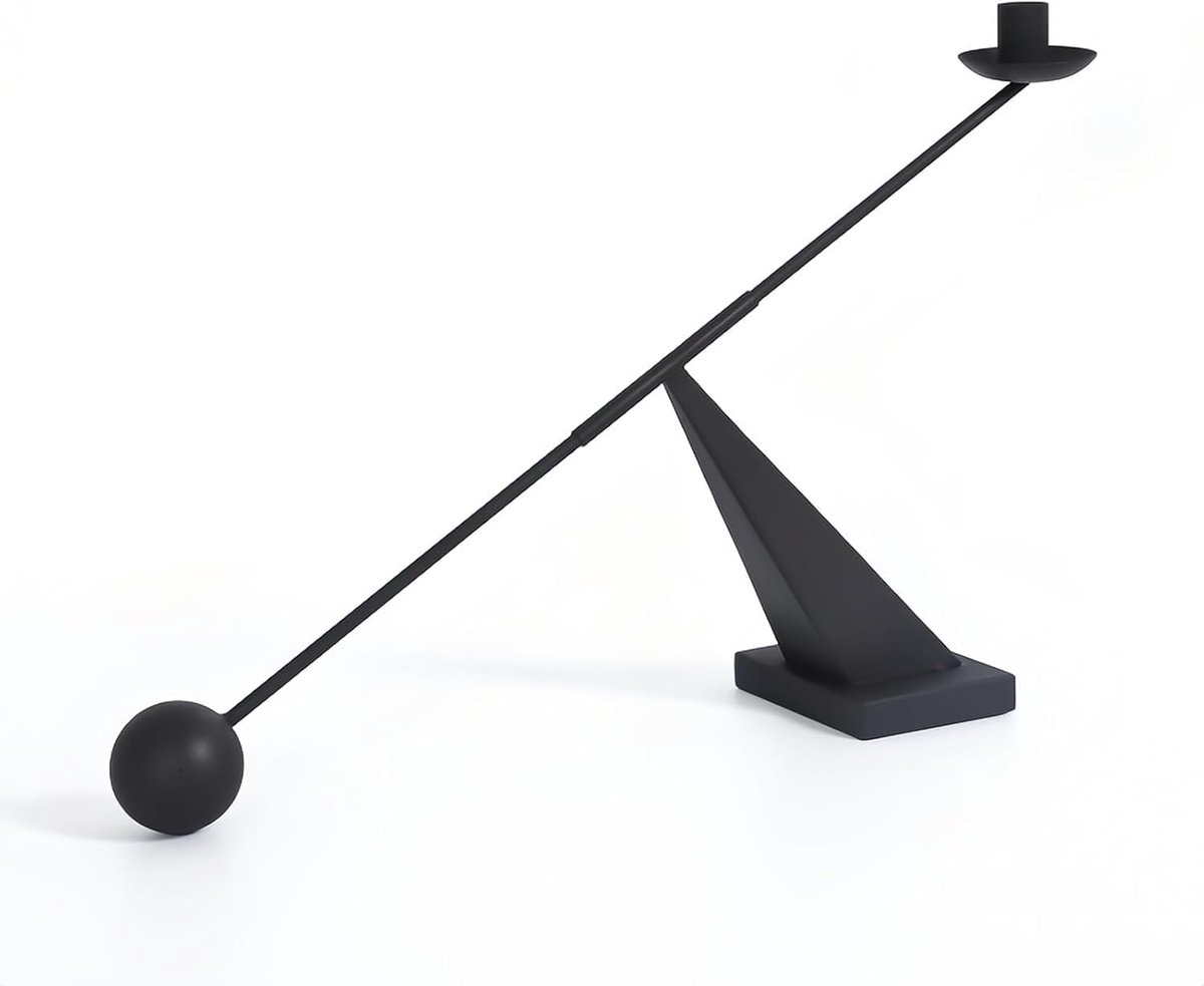 Kaarsen Houders - Decoratieve Standaards - Tafel Decoratie - Moderne Geometrische Lijn - 54x28x28 Centimeter - Zwart