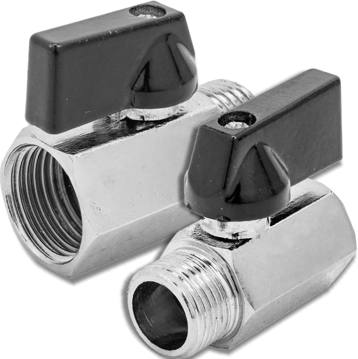 Rockforce Serie - Pneumatische Kogelkraan - 1/2" - Staal Messing/Nikkel - Ergonomische Hendel