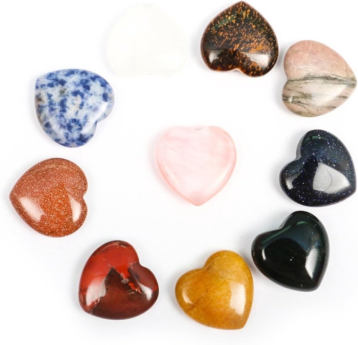 Rivierstenen Hartjes - Edelstenen Decoratie - Aquarium Inrichting - Natuurlijke Vormen - 2 cm - Gemengde Kleuren