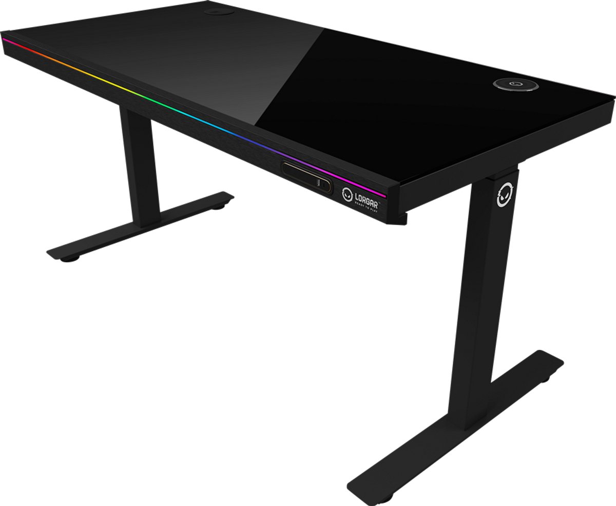 LORGAR Pro 80 Serie - Gaming Bureau - Verstelbare Hoogte - Draadloze Oplader - RGB Verlichting