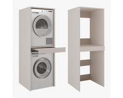 Waskast - Opbergkast - Wasmachine Opbergen - Uittrekbaar Werkblad - 66 cm Breed - Cashmere