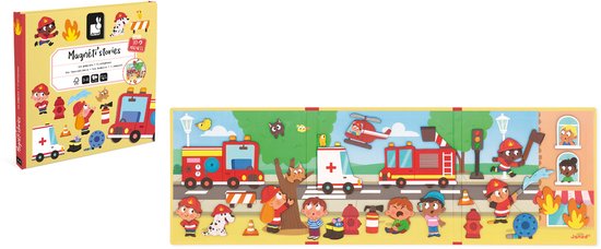 Boîte et jeu magnétique Janod sur le thème des pompiers.