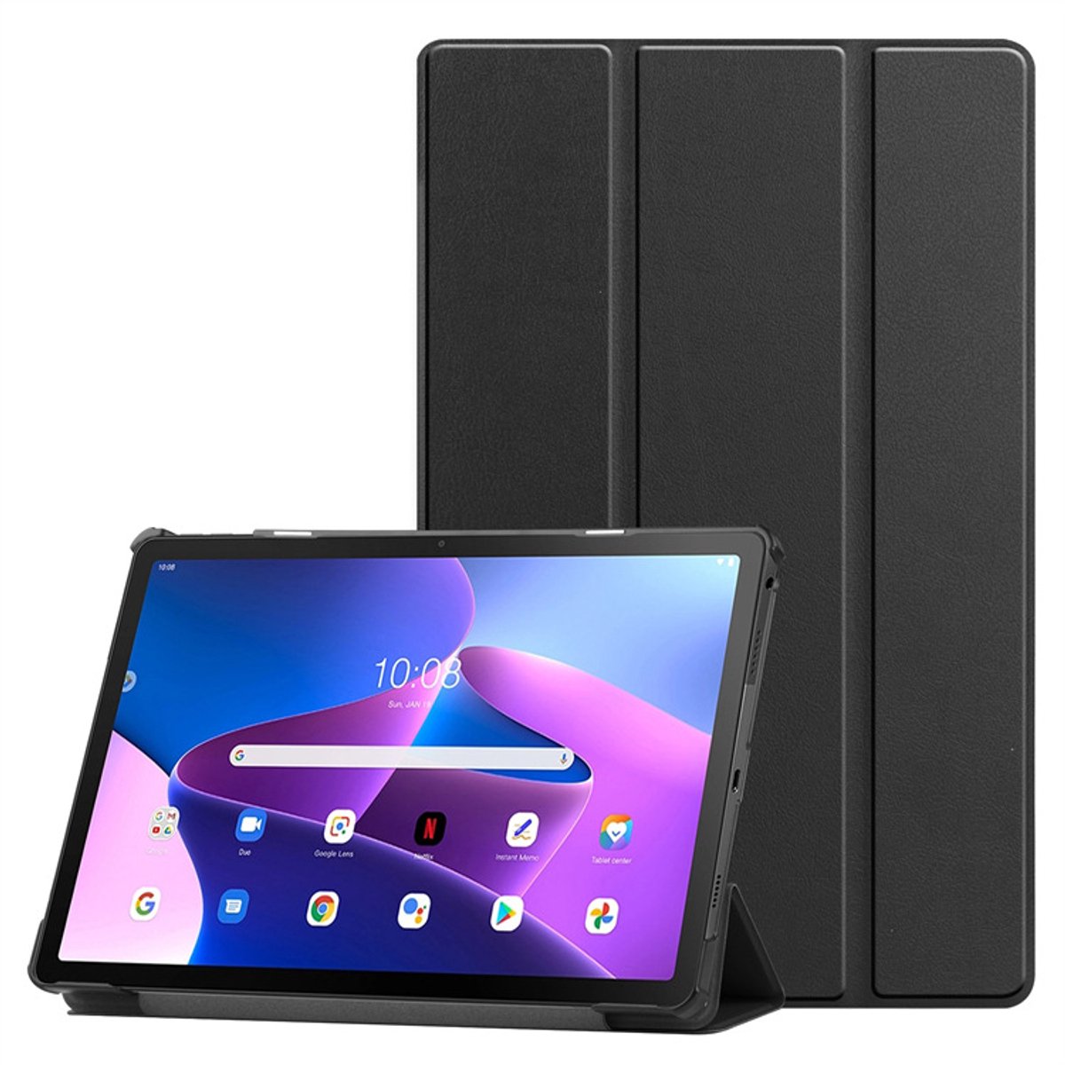 Geschikt voor Samsung Galaxy Tab A9+ (2023) — Drievoudige standaard — Zwart