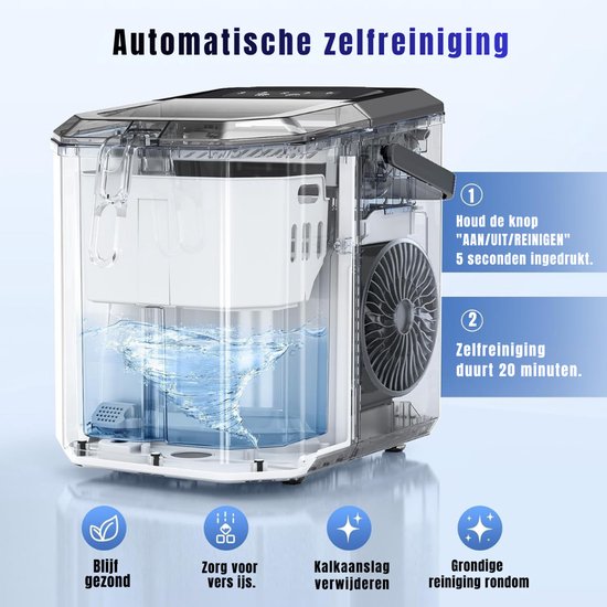 REN®Ijsblokjesmachine - ijsmachine -ijsblokjesmakers - 8 ijsblokjes per 15 minuten - 9cm x 22cm x 13cm; 6.72 kg van Merkloos — afbeelding 5
