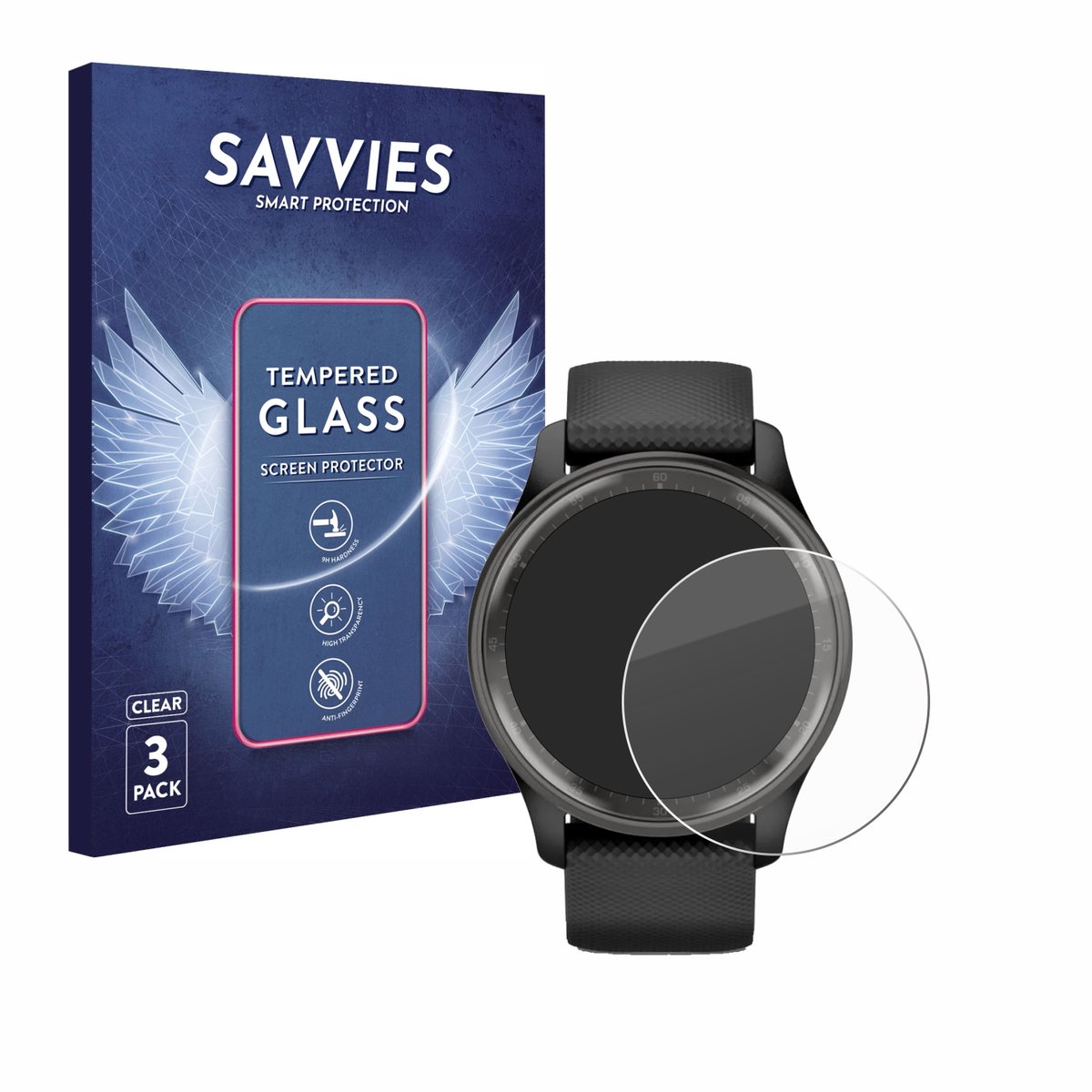 Savvies - Glas Screenprotector voor Garmin Vivomove Trend - Gehard Beschermglas 9H 3 Stuks