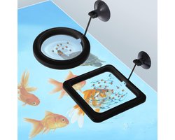 Voederringen Aquarium - Voerdispenser Drijvend - Voeren Vissen - Voorkomt Vervuiling - 10cm Vierkant 7.3cm Rond - Zwart