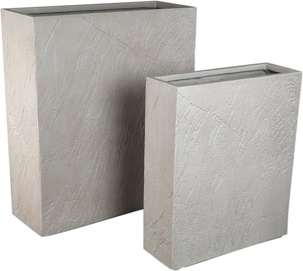 PTMD Berwin Beige Fiber Cement Rock Pot S/2 Rectangle