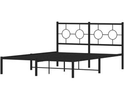 Metalen Bedframe - Ledikant Tweepersoons - Slaapkamer Inrichting - Robuuste Constructie - 140x200 cm - Zwart
