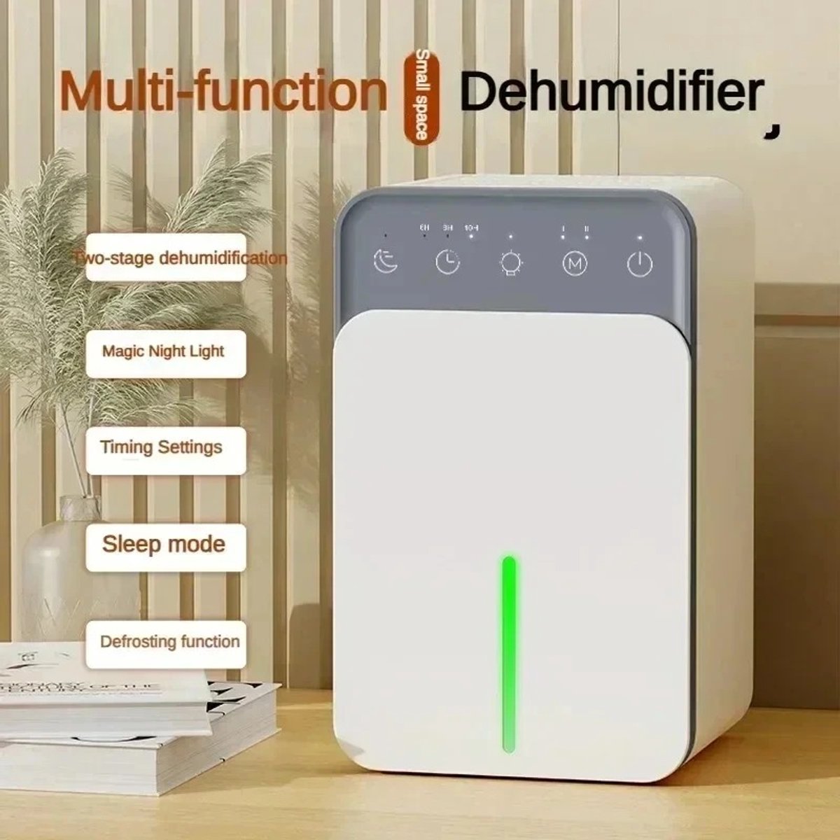 Je Huis Mini Luchtontvochtiger – Stille Elektrische Vochtvreter voor Slaapkamer, Badkamer en Kast – Compacte Ontvochtiger met 1500ml Watertank en Auto Uitschakeling