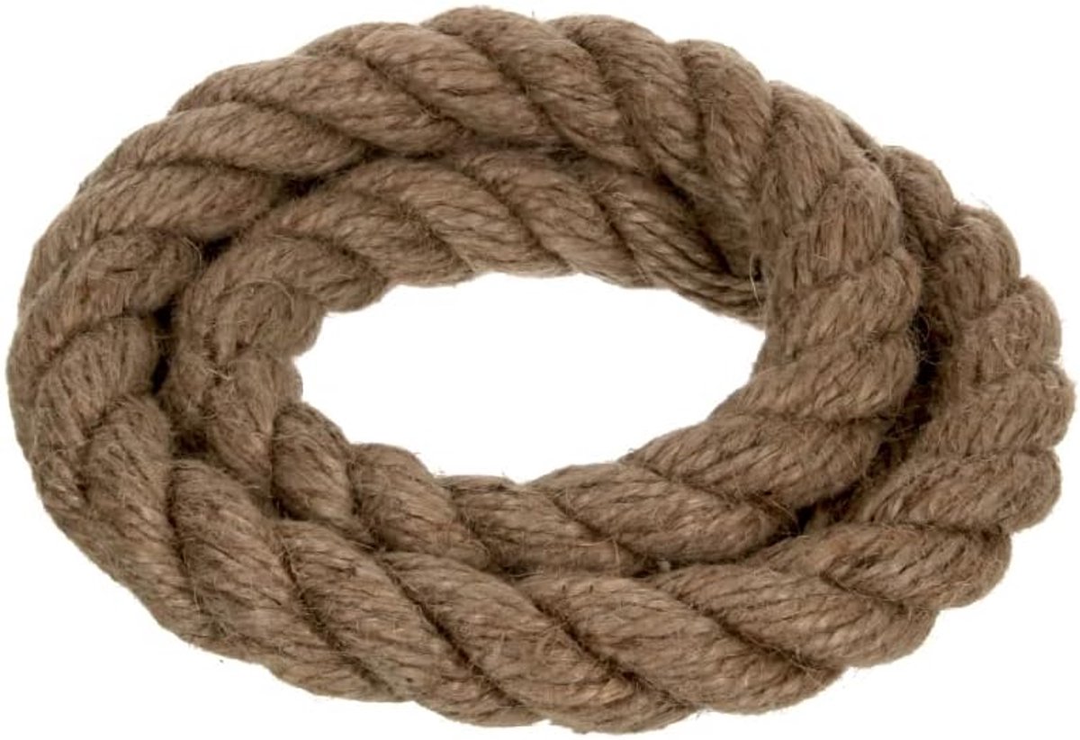 Jute touw - Natuurlijke vezels - Barrières en leuningen - Gedraaid 3-aderig - 46 mm 10 meter - Natuurlijk