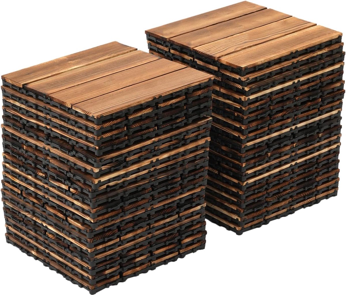 Terrastegels Hout - Vloerdelen Balkon - Buiten Leven Creëren - In elkaar grijpend Systeem - 30x30cm Set 36 - Bruin