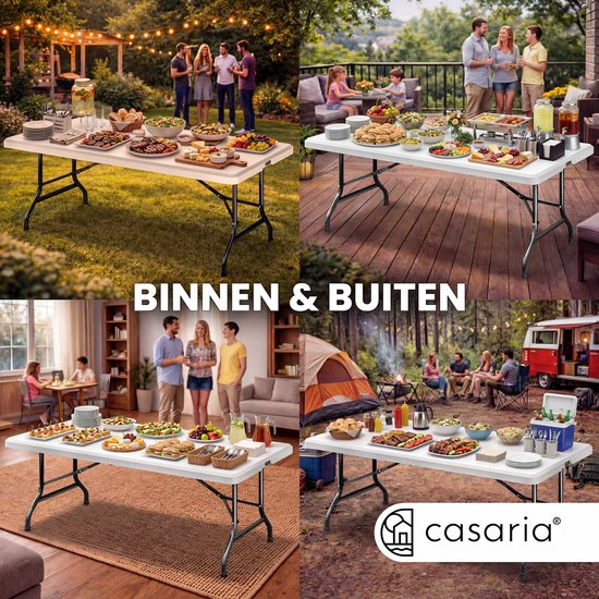 Casaria Tuintafel Opvouwbaar - met Draaggreep 220x70 cm - Wit van Casaria — afbeelding 2
