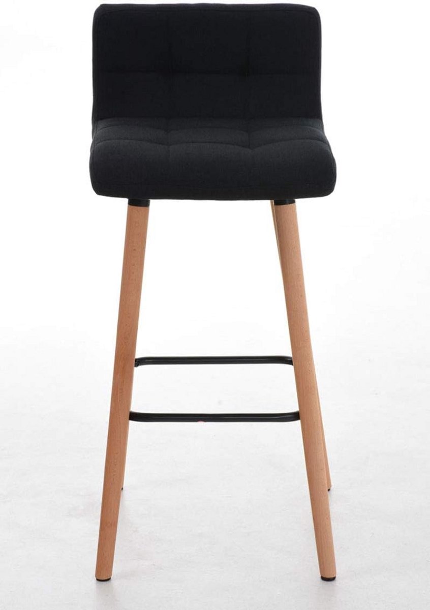 Comfortabele Zwarte Barkruk met Houten Frame - Hoge Zitting en Voetensteun