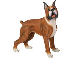 POCHY Garden Dog Statue, Realistic Boxer Dog Figurines, Dog Memorial Ornaments, Outdoor Waterproof Resin Animal Sculpture