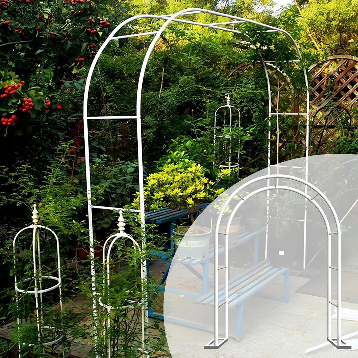 Metalen Tuinboog - Rozenboog Pergola - Tuin Decoratie - Duurzame Constructie - 120x220cm - Wit