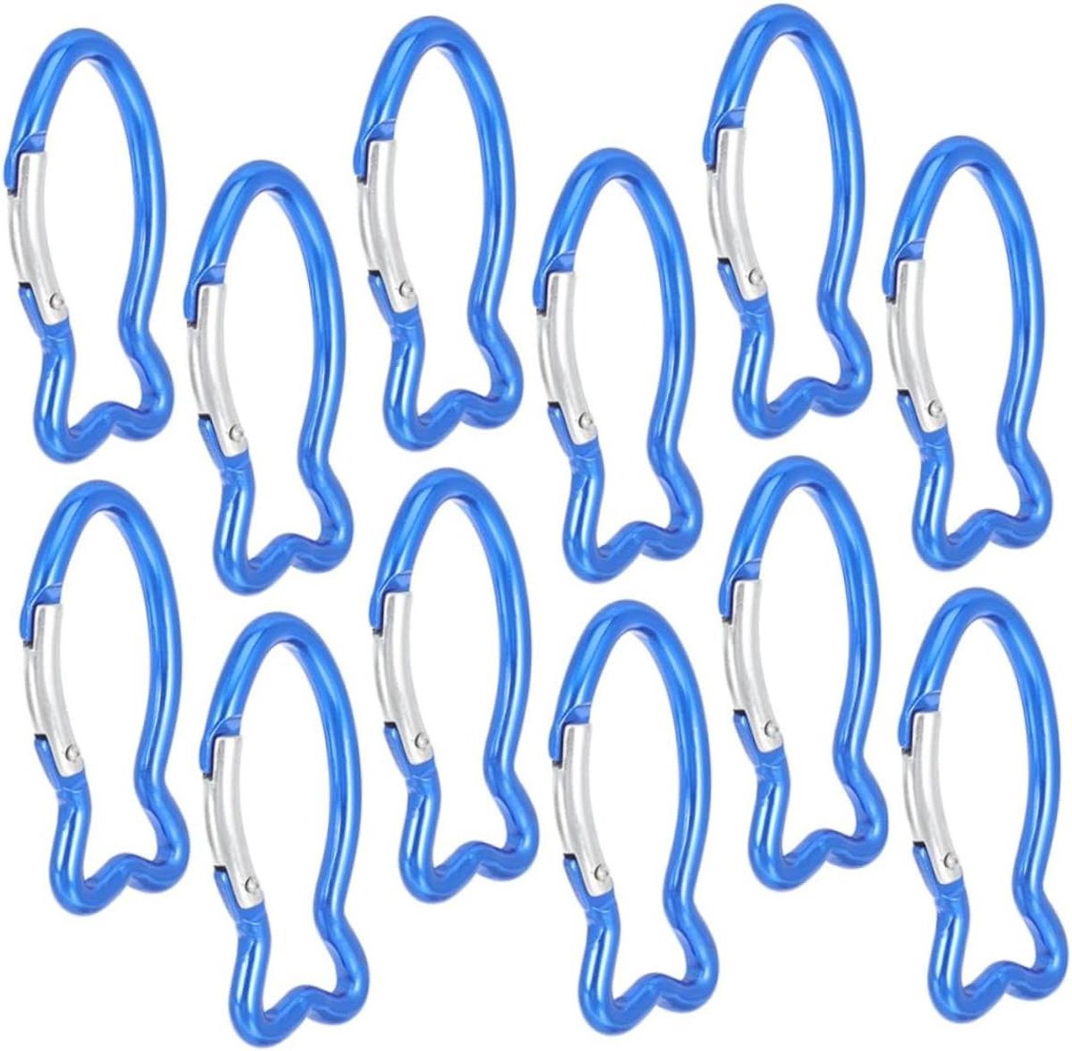 Veiligheidsclips Kamperen - Karabiners Outdoor - Spullen Bevestigen - Visvormig Ontwerp - 6 x 3.2 cm - Blauw