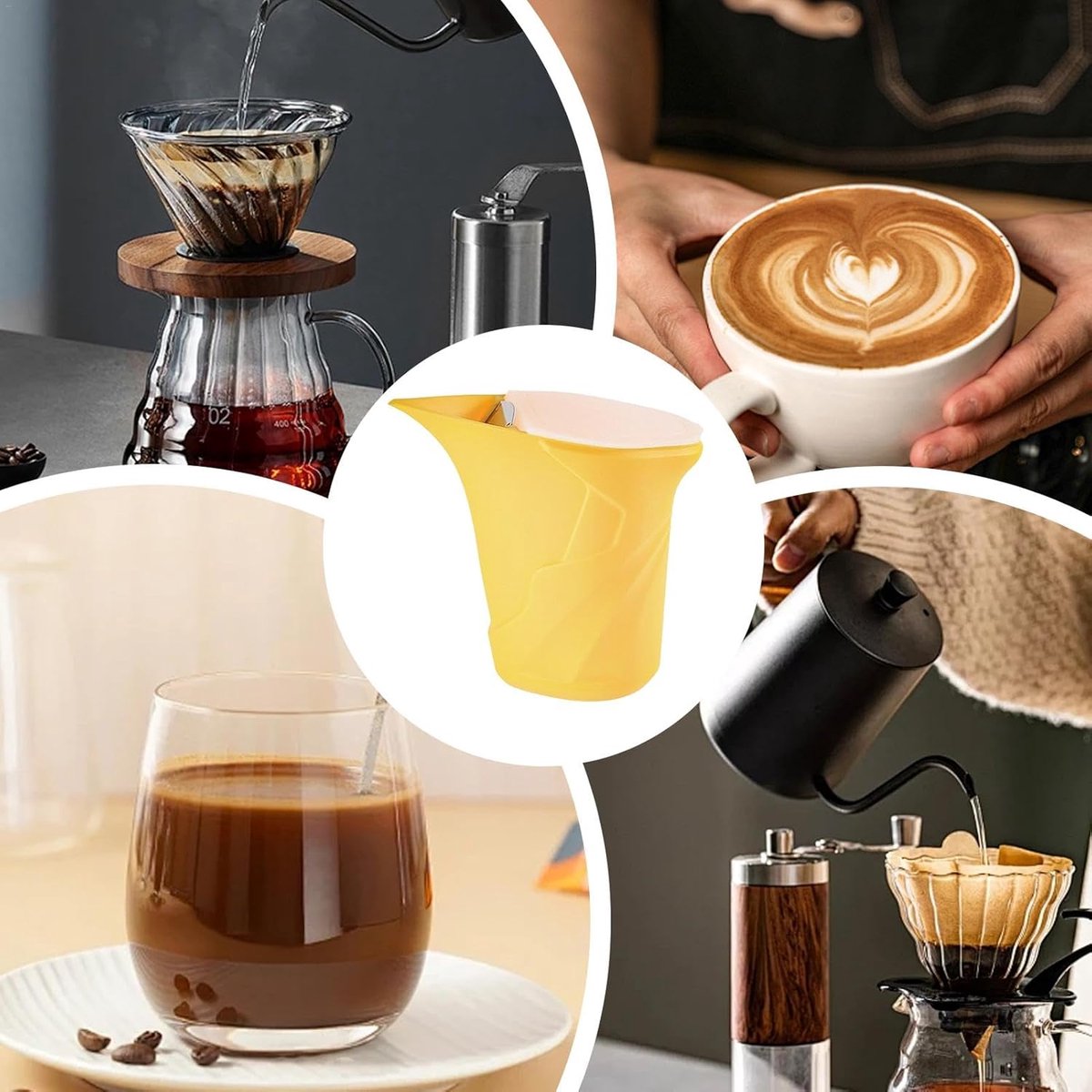 Draagbare Koffiepot - Percolator Koffiezetapparaat - Thuis Koffie Brouwen - Drie Brouwsnelheden - 12 x 12 x 12 cm - Geel