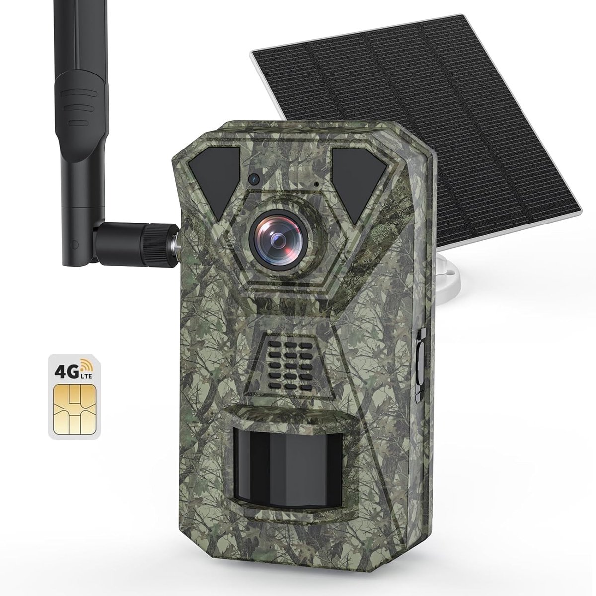 Wildcamera Solar - Bewakingscamera Buiten - Natuur Observeren - 4G LTE Simkaart - 7800 mAh Batterij - Zwart