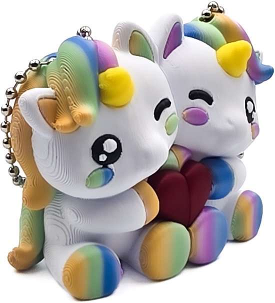 Koppel sleutelhanger Unicorn Sleutelhangers met Magneet – Valentijn Cadeau voor Koppels – Cosmetalic – Magnetische Liefdes Sleutelhanger Set – Schattige unicorn Keychains - Vrienschap cadeau - moederdag cadeau - Kawaii bagcharm