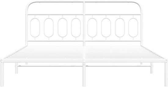 vidaXL - Bedframe - met - hoofdbord - metaal - wit - 193x203 - cm