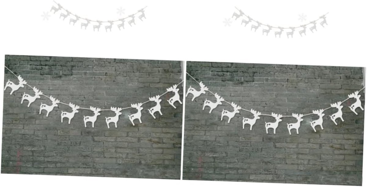 Papieren Slingers - Kerst Guirlande - Feest Versieren - Met Herten Design - 2 Stuks - Zilver – foto 7