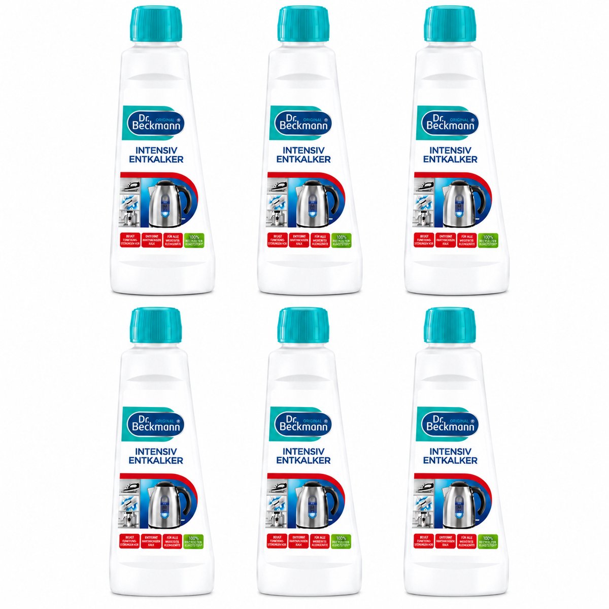 Dr. Beckmann Intensieve Ontkalker 6 x 250ml – Ontkalker voor Waterkokers, Koffiemachines & Huishoudelijke Apparaten