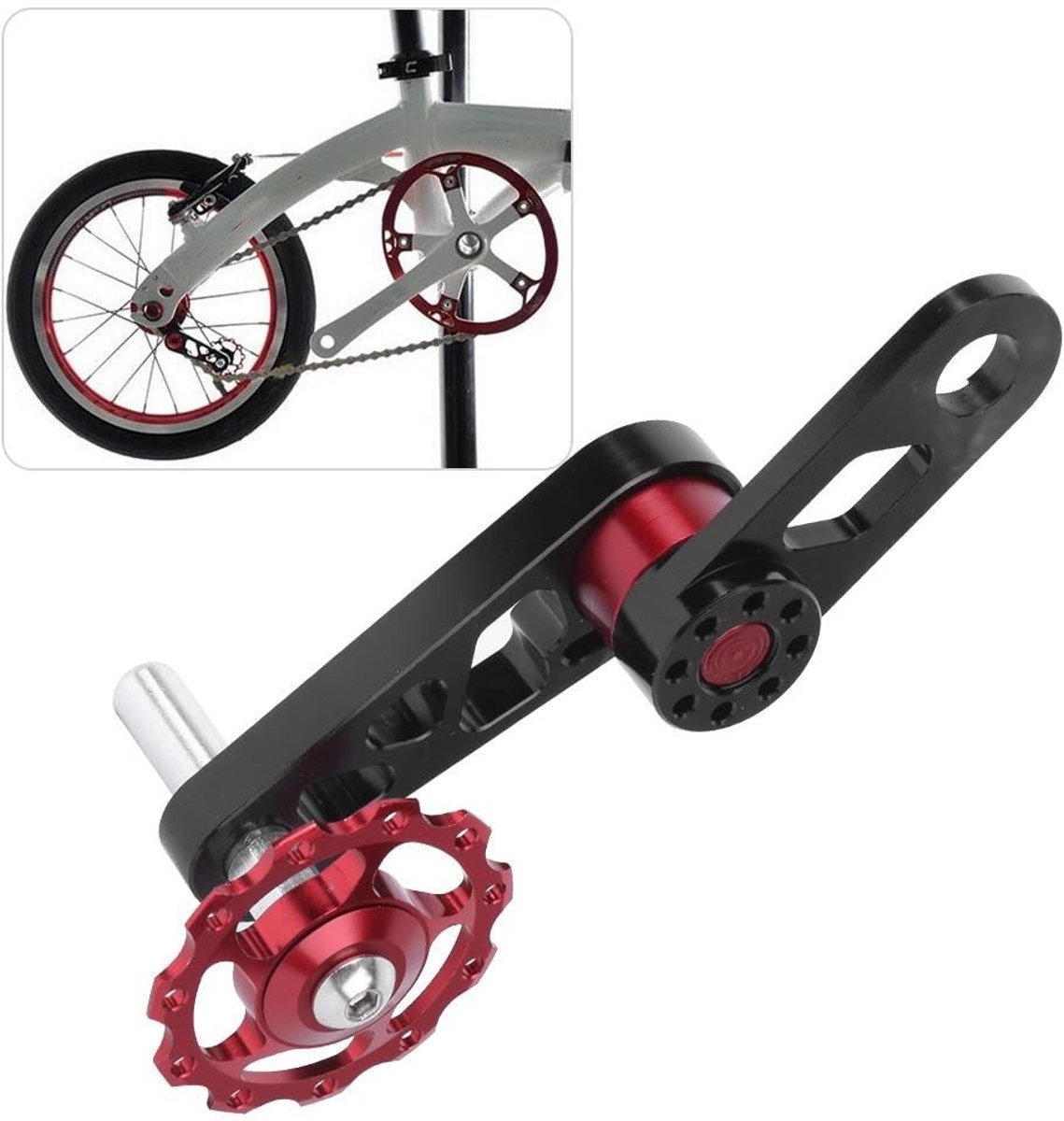 MTTproducts- Kettinggeleider van hoogwaardig aluminium - Kettingspanner - Geschikt voor vouwfietsen - Lichtgewicht - Duurzaam - Voorkomt kettingvallen - Kettingtensioner