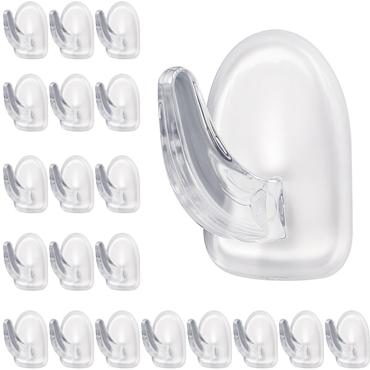 MTTproducts- Adhesieve Haken - 20 Stuks - Transparant Acryl - Sterke Houdkracht - Herbruikbaar - Geen Sporen - Voor Badkamer/Keuken - Wandhaken