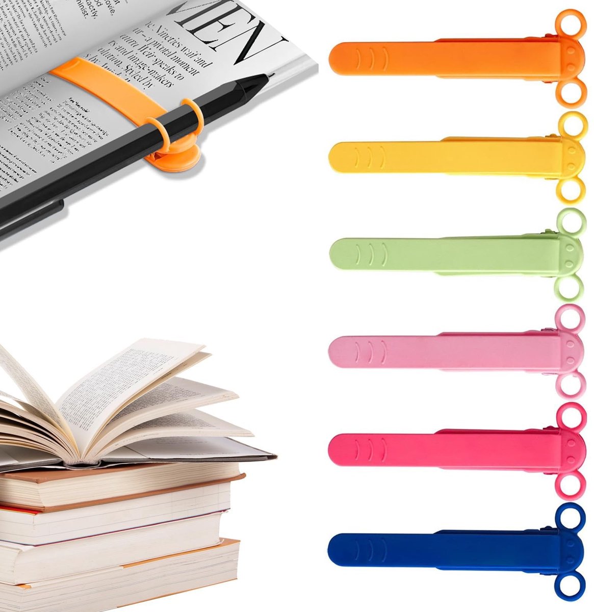 MTTproducts- Bladwijzers 6 Stuks - Olifantvormige Siliconen Bladwijzers - Automatische Bladwijzers - Kinderleesaccessoires - Voor Boeken/Papier - Boekmark