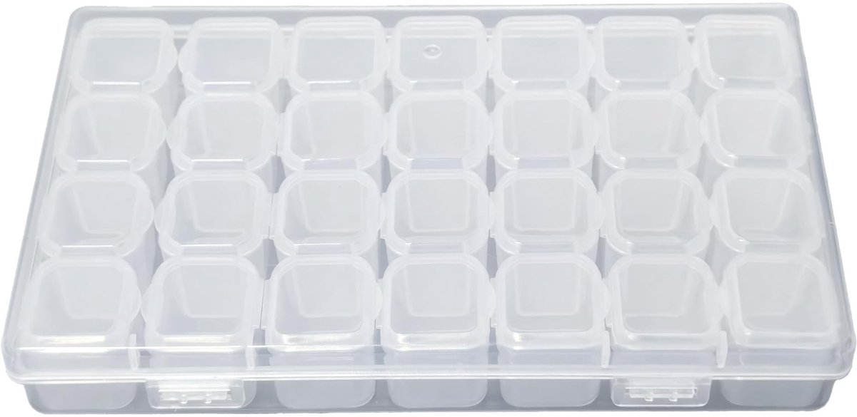 MTTproducts- Opbergdoos 28 Compartimenten - Transparant - Opbergdoos met Deksel - Opbergdoos Vakjes - Opbergdoos Kleding - Flexibel Gebruik - Opbergdoosje
