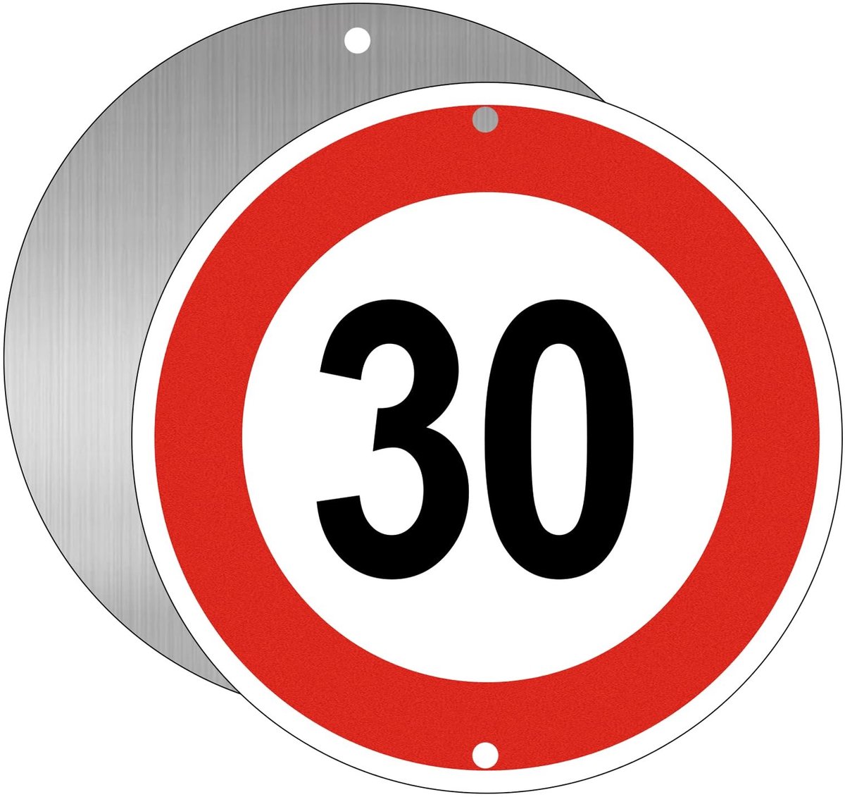MTTproducts- Verkeersbord Ø 30 cm - Maximumsnelheid 30 km - Aluminium - Reflecterend - Weerbestendig - Opvallend verjaardagbordje voor buiten - Verkeerssignaal
