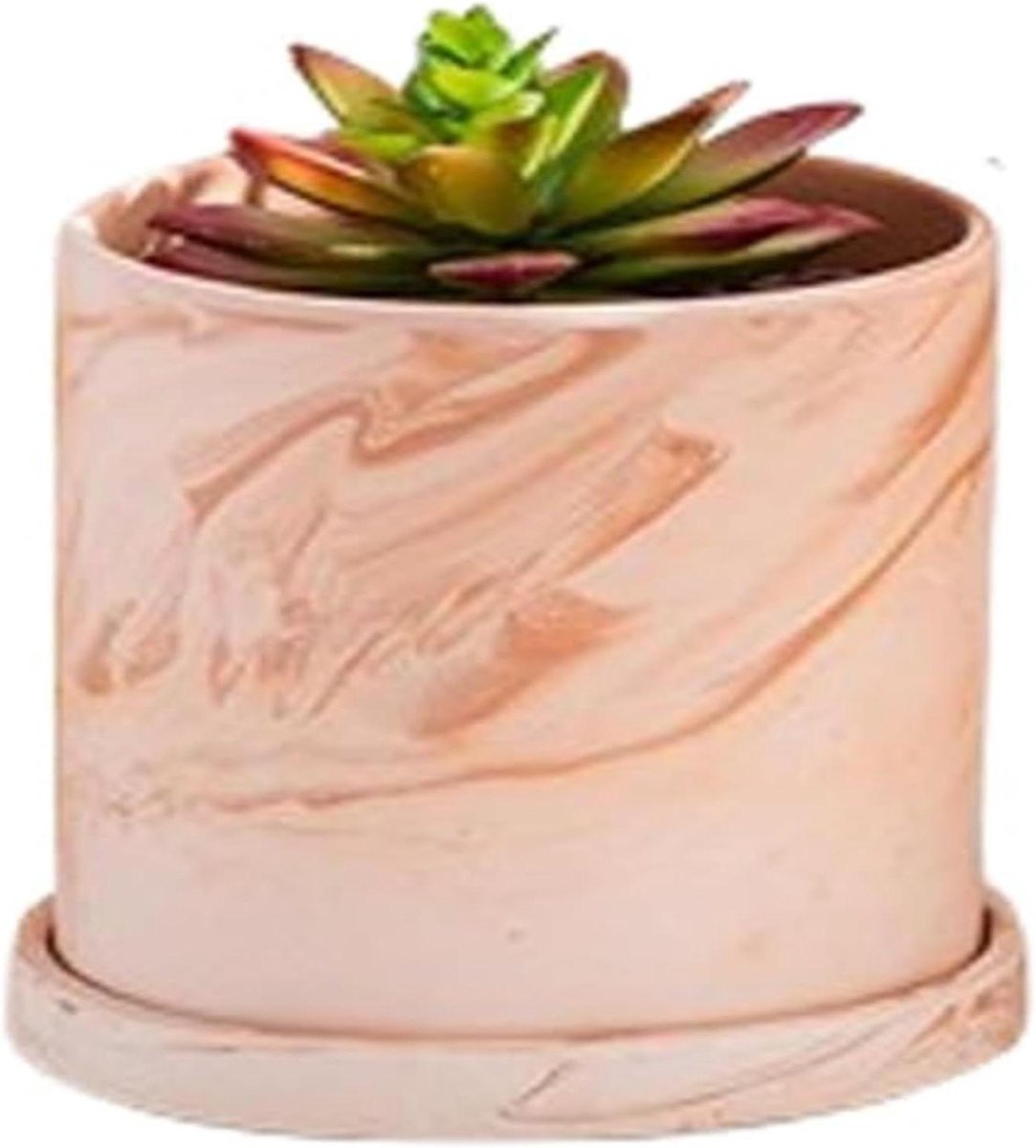 Keramische Plantenpot - Bloempot Schotel - Planten Verzorgen - Met Afvoersysteem - 13 cm - Roodbruin