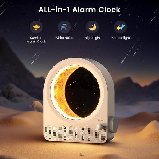 Wake-up Light met Zonsopgang Simulatie, 10 Natuurgeluiden en Meteroiet Douche Effect van Wake-up Light — afbeelding 3