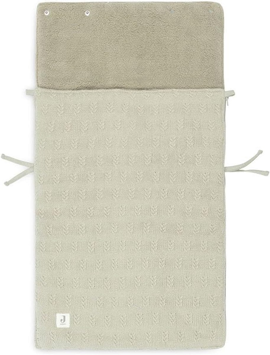 Jollein Footmuff Grain Knit - Voetenzak voor Maxi Cosi en Kinderwagen - Gebreid Patroon en Fleece Voering - Voor 3- en 5-Puntsgordel - Olive Green – foto 7